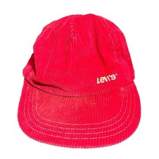 Rare Vintage Levi's Red Corduroy Hat Snapback USA Trucker 80s Cap One Size