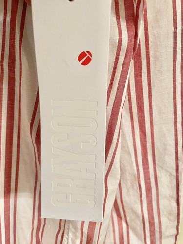 NWT- GRAYSON The Hero Button Down Shirt White Stripes 100% Cotton Top Size 01 - Picture 8 of 11