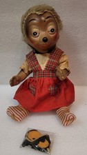 Vintage German Steiff Mecki Celluloid Fipps Girl Hedgehog 10in 1950s