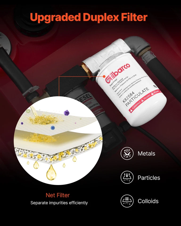 VEVOR Portable Diesel Tank 58Gal Diesel Fuel Tank with 12V Transfer Pump 10.6GPM Foto 4 de 4