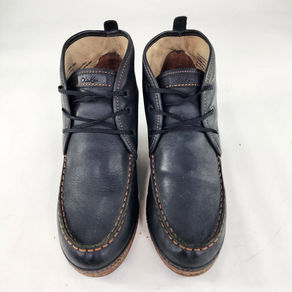 Botines Olukai Wali de cuero con cuña EE. UU. 7 para mujer negros sin usar, en caja, punta con cordones  Foto 4 de 4