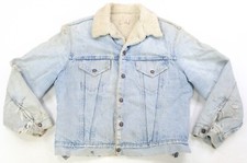Rare Vintage LEVI  S Red Tab Sherpa Lined Button Front Denim Jean Jacket 90s Blue