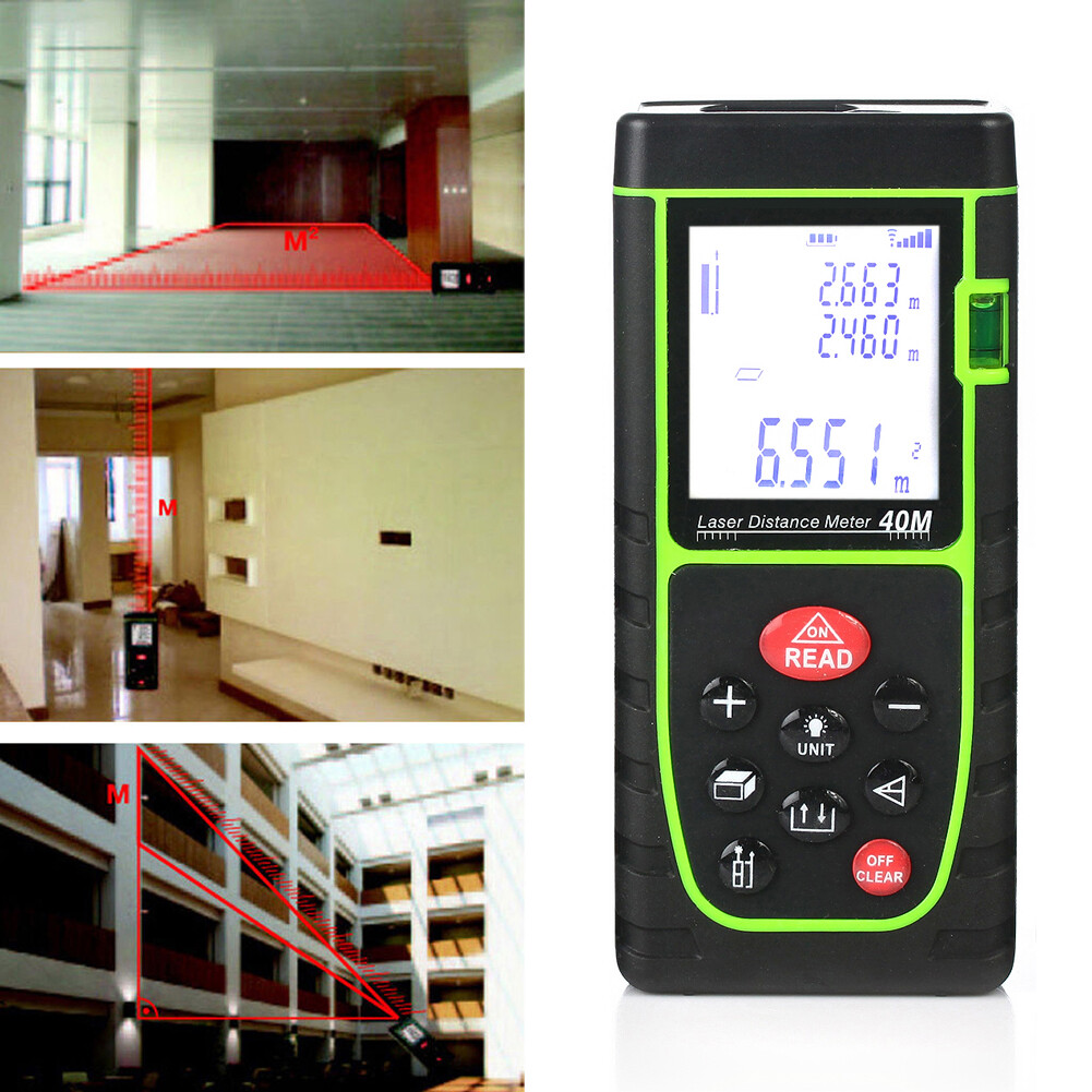 131ft/40m Laser Measure Ft/in/M Switching with Bubble Level Distance Meter LCD