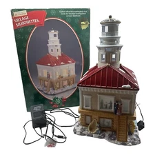 Vintage Mr Christmas Village Silhouettes Lighthouse Chicago Harbor 1998 Lighted
