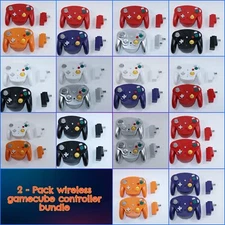2 Pack Wireless Controllers +Adapter For Original Nintendo Gamecube Retro GC NGC