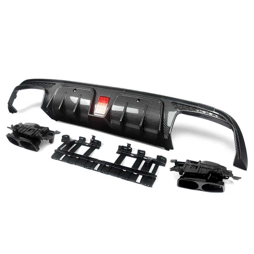 For Mercedes-Benz W205 C43 C63 C300 C450 Bumper Diffuser Exhaust Tips W/Light - Изображение 2 из 4