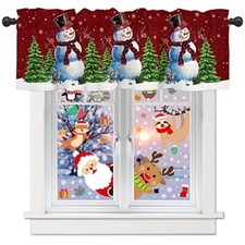 Christmas Valance for Window - Snowman Toppers Curtain 54x18 in 3snowman