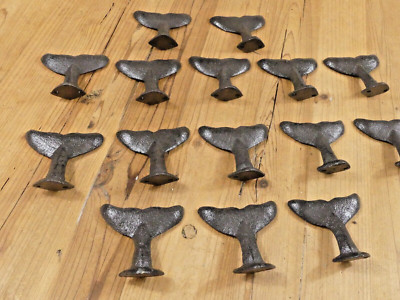15 Cast Iron Whale Tail Hooks Coat Hat Closet Hall Tree Jacket Tale Rustic Hat