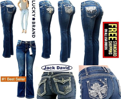 LA IDOL / Lucky Brand / Jack David Womens Rhinestone Bootcut /Skinny Denim  Jeans | eBay
