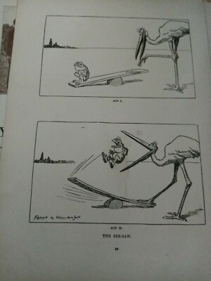 Sa57 Ephemera 20er Jahre Buch Bild Frosch und Storch siehe Säge Frank a Williamson 