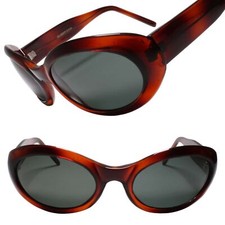 Genuine Vintage Timeless Retro Vibe Bold Thick Frame Brown Oval Sunglasses