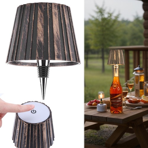 Wireless Bottle Lamp Rechargeable 3 Colors Dimmable Portable Cordless