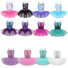 Girls Ballet Tutu Dress Leotards Shiny Sequins Dance Outfits Princess Dresses