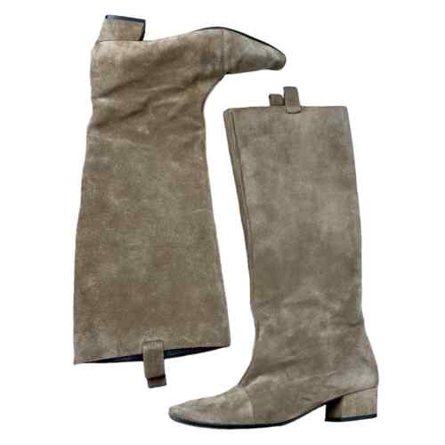 BY FAR Brown Suede Leather Heeled Pull On Boots Size 38 Women's 8 Modern Boho - Picture 1 of 10