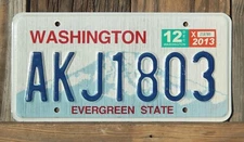2013 WASHINGTON Expired License Plate AKJ1803 (#WA00021)
