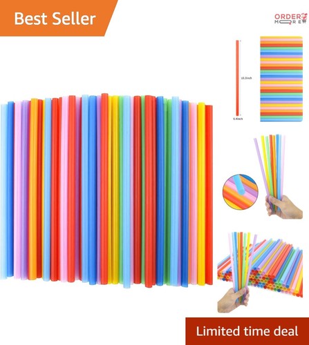 120 Pack Disposable Plastic Smoothie Straws 10.3 Inch Assorted Colors Party Use