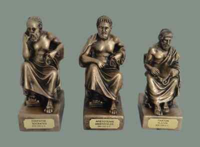 Socrates Aristotle Plato sculpture set artifacts Bronze effect quality artifact