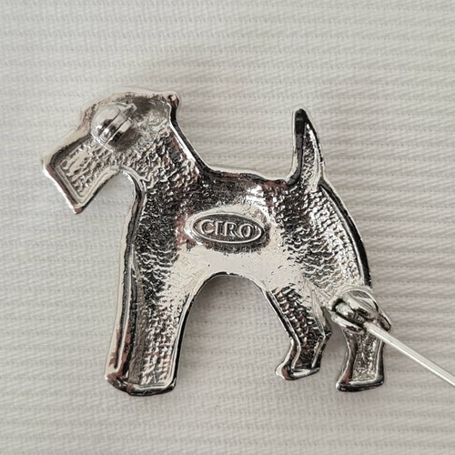 Vintage Ciro Crystal Rhinestone Scottie Terrier Dog Rhodium Plated Pin Brooch - Picture 5 of 13