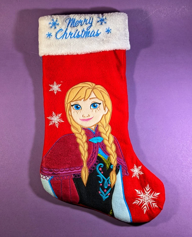 DISNEY “FROZEN QUEEN ELSA & ANNA” PELUCHE BORDADO NAVIDAD MEDIAS AZUL ROJO 18” Foto 4 de 4
