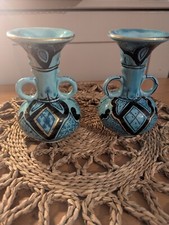 2x Azouz Kharraz 20th century Tunisian Hand painted vases