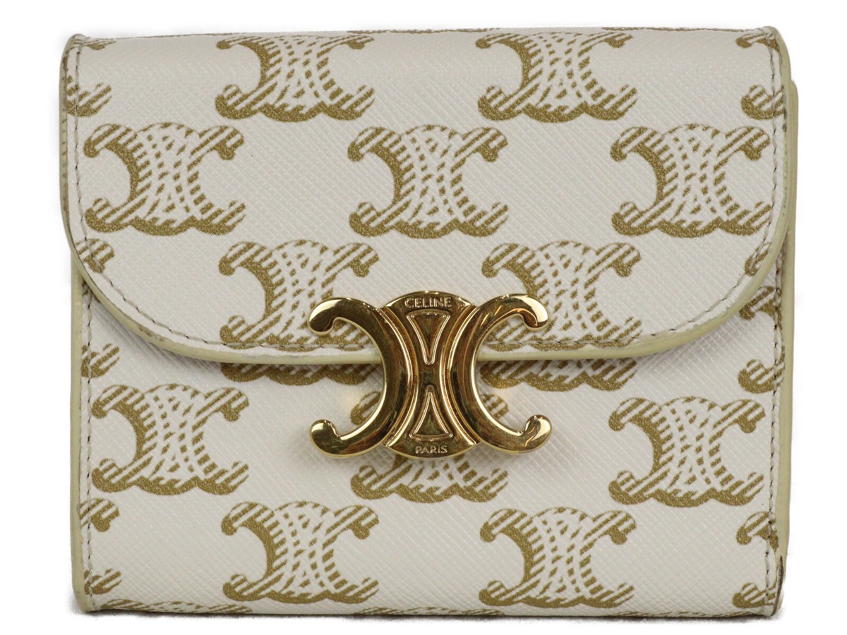 Celine Small Wallet Triomphe 10D782Cqh.01Ta Trifold White Celine Small Wallet Triomphe 10D782Cqh.01Ta Trifold White