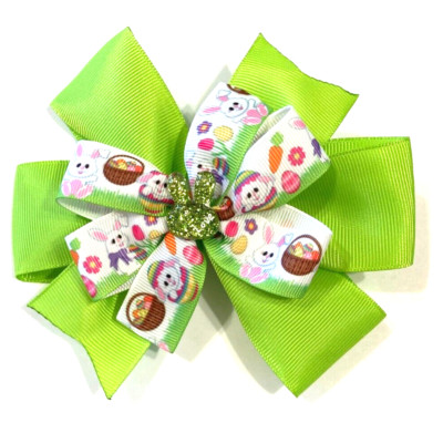 Beautiful Line Green Glitter Bunny Inspired Hair Bow for girls