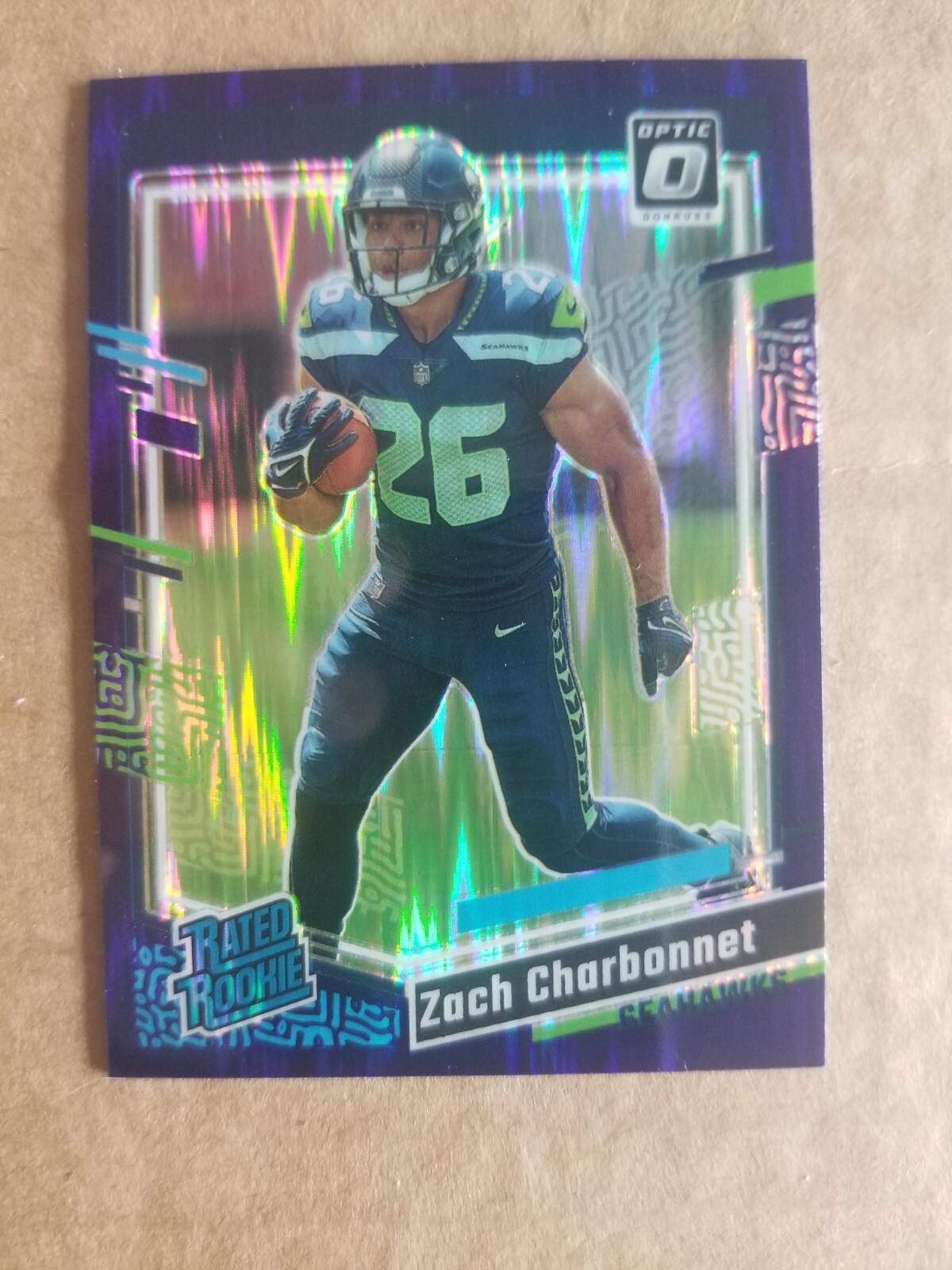 2023 Panini Donruss Optic Purple Shock Rated Rookie #294 Zach Charbonnet RC