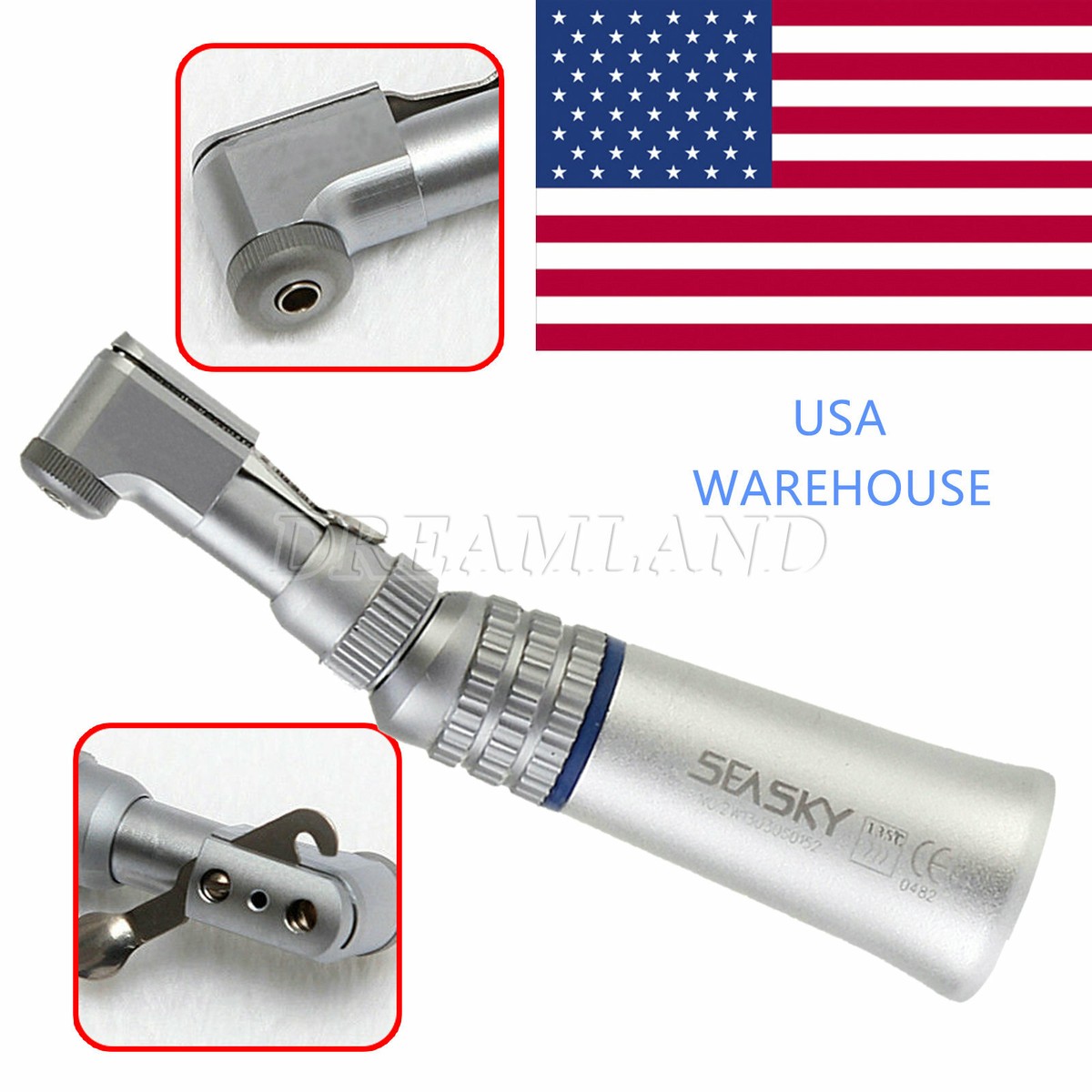 USA SEASKY Dental Low Speed Handpiece Contra Angle Latch E-Type