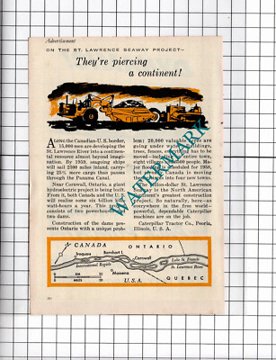 St Lawrence Seaway Caterpillar Tractor Co Peoria Illinois USA - 1956 Werbung