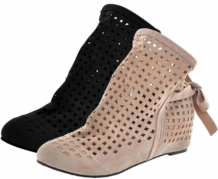Etebella Ankle Boots Flache Sommer Stiefeletten mit Schnürung und Absatz Sandale