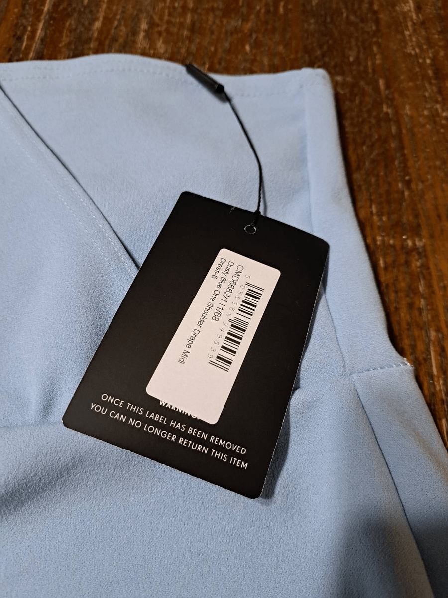 New Size 2 PrettyLittleThing Dusty Blue One Shoulder Drape Midi Dress NWT |  eBay