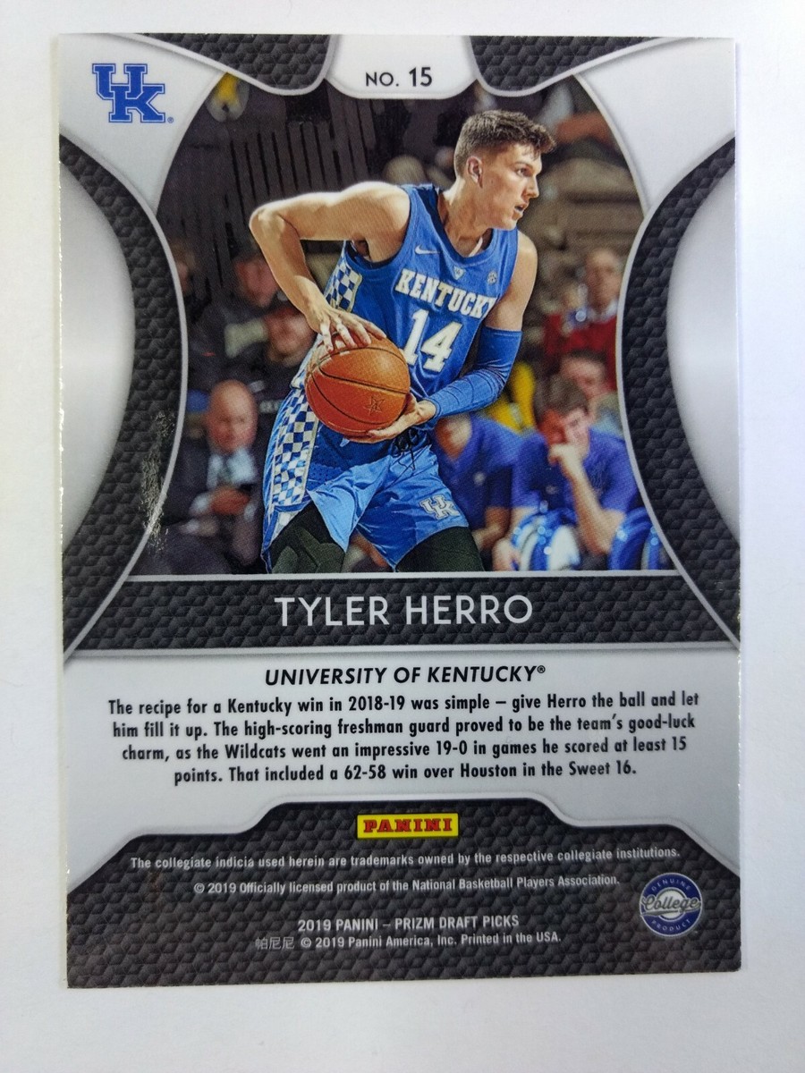 2019 Panini Prizm Draft Picks Tyler Herro Rookie RC #15, Miami