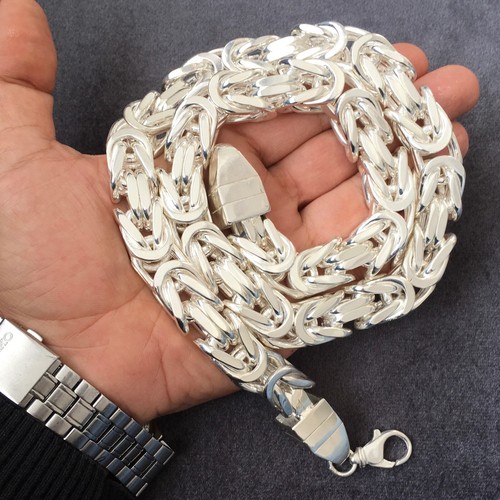 Thick Heavy 925 Sterling Silver King's Chain Necklace Cubic Solid Men's