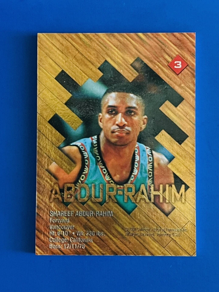 Tarjeta de pelota usada #3 1997-98 Collector’s Edge Shareef Abdur-Rahim Grizzlies juego Foto 2 de 2