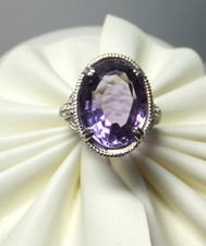 Brand New Sterling Silver Genuine Oval 16mm x 13mm Amethyst Ladies Ring