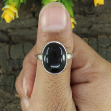 Natural Black Onyx Ring 925 Sterling Silver Handmade Ring Gift For Valentine day