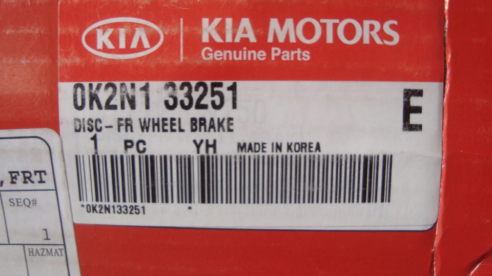 Rotor de freno para Kia Sephia Shuma II escotilla 2003-2004 delantero OEM OK2N1 33251 Z1 Foto 4 de 4