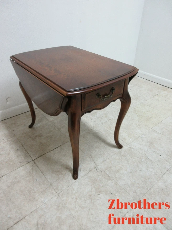 Ethan Allen French Country Drop Leaf Butterfly Lamp End Table one drawer - Image 2 of 4