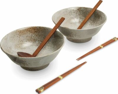 [ HIKARI ] Set je 2x Ramen Schüssel Ø21cm | H8,5cm , Essstäbchen und Ramenlöffel