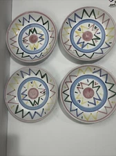 CALECA ITALY SOLE MULTICOLORED LINES ZIG ZAG Set Of 4 Pasta, Soup Bowls 8.5” D