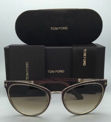 New TOM FORD Sunglasses NINA TF 373 48F 56-21 Brown on Gold 
