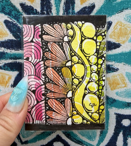 OOAK ACEO “Sunrise Sea Dreams” Watercolor Painting and Gel Ink Zendoodles