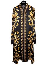 Versace baroque black gold blouse dress size 42 with Medusa buttons