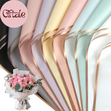 20 Sheets Gold Edge Flower Wrapping Paper,Waterproof Fresh Flower Packing Materi