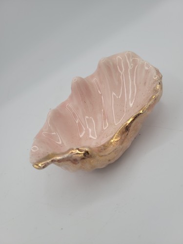 Vintage MCM Deco Regency Keramik Austernschale Muschelschale Aschenbecher Roségold - Bild 6 von 10