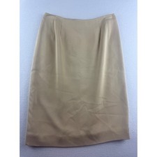 Talbots Womens Tan 100% Pure Silk Lined Pencil Skirt Size 4 Professional Classic
