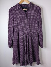 Banana Republic Petite Size 12P Purple Patterned Long Sleeve Dress