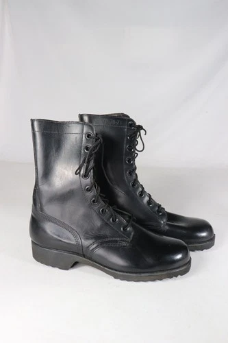 VTG 1971 U.S. Military Black Leather Combat Boots 9R Vietnam Era PJ 8-71 (d2)