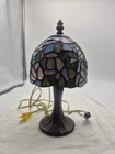 Vintage Tiffany Style Hummingbird Floral Stained Glass Table Lamp