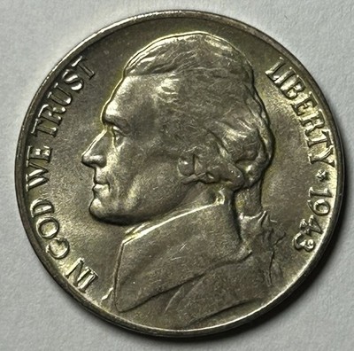 1943-P ,5c Jefferson War Nickel 35% Silver. AU, Nice Coin.       F102